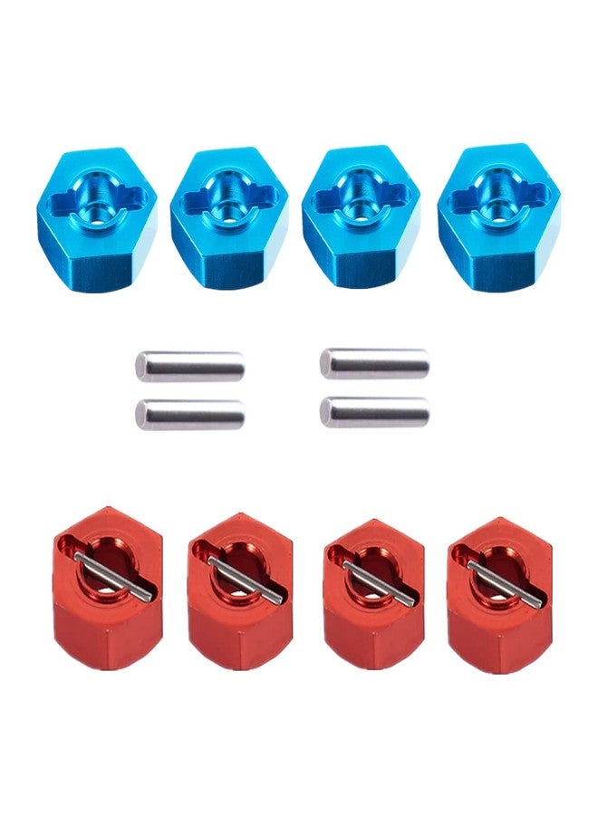 UURCSKY 8pcs/Set Aluminum 12mm Wheel Hex Hubs Drive Adapter 5mm Thickness with 2x10mm pins for Redcat Axial HSP WLtoys Himoto Truck Model Car Upgrade Parts(Blue+Red) - Image 4